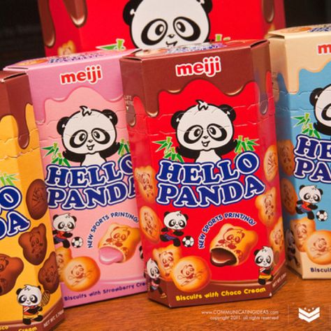 Hello Pandas! amazing! I love them! Hello Panda Aesthetic, Hello Panda Cookies, Snack Cart, Hello Panda, Packaging Snack, Asian Snacks, Spicy Snacks, Rainbow Food, Cute Snacks