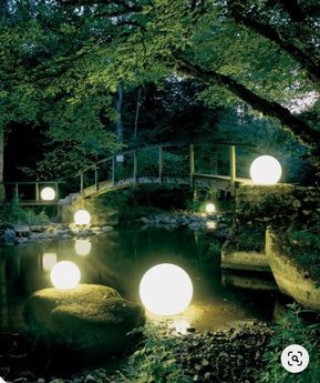 Shaded Garden, Outdoor Patio Lights, Night Garden, Moon Garden, Magical Garden, Patio Lighting, Alam Yang Indah, Landscape Lighting, Shade Garden