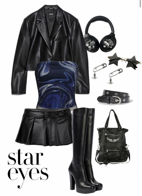 Leather Grunge Outfit, Y2k Rock Outfits, Goth Rock Aesthetic, Y2k Rock Aesthetic, Rock Star Gf Outfits, Alternative Concert Outfit, Rockstar Outfit For Women, Y2k Popstar, Hot Rockstar