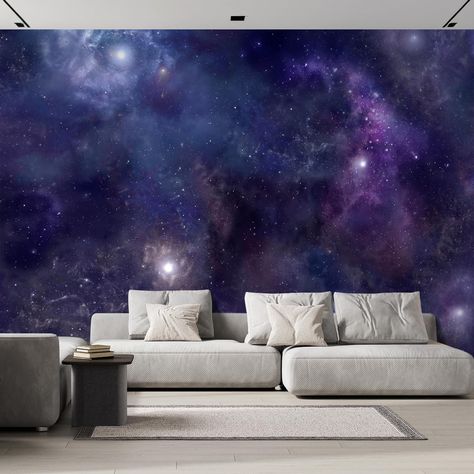 PRICES MAY VARY. The wall mural is cut into 6 pieces for easy installation, each in 100"x24",total size is 100"x144" (Height x Width) Very easy to apply, remove or reposition - Just PEEL & STICK! Crafted with premium materials, this wallpaper is designed to withstand the test of time. Its resistance to wear and tear ensures your walls will look stunning for years to come, without peeling or fading. This wallpaper is ideal for a variety of settings such as living rooms, bedrooms, and offices. Its Sky Wall Mural, Blue Starry Sky, Kids Bedroom Wallpaper, Wall Mural Decals, World Map Decal, Sleeping Room, Space Room, Wall Mural Wallpaper, Removable Wall Murals