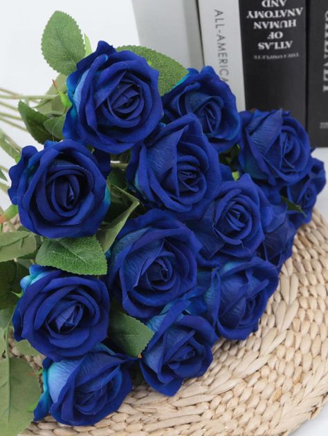 Blue  Collar  Plastic   Embellished   Home Decor Rose Blu, Valentines Day Birthday, Valentines Day Weddings, Artificial Roses, Blue Roses, Romantic Valentine, Blue Rose, San Valentino, Pretty Flowers