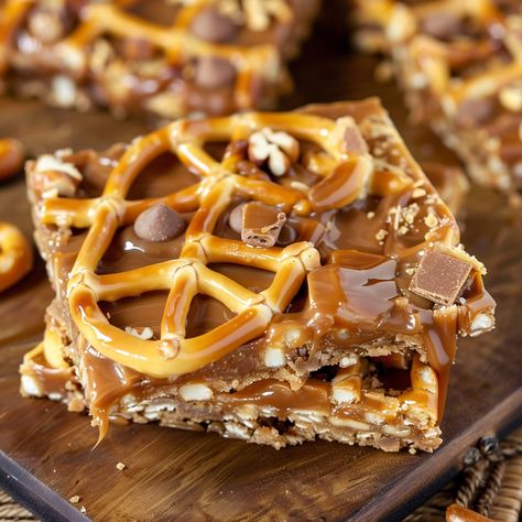 Indulge your taste buds with the irresistible combination of sweet and salty flavors in these Chocolate Caramel Peanut Butter Pretzel Bars. Whether you’re hosting a gathering or simply treating yourself, these bars are sure to ... READ MORE Praline Pretzels, Chocolate And Pretzels, Peanut Butter Pretzel Bars, Kraft Caramel Bits, Butter Pretzels, Pretzel Bars, Gluten Free Pretzels, Caramel Bits, Peanut Butter Pretzel