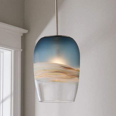 Light Fixtures Hanging, Coastal Pendant Lighting, Coastal Pendant, Stained Glass Pendant Light, Blue Pendant Light, Lights Over Kitchen Island, Beach House Lighting, Glass Pendant Shades, Colorful Pendant Light