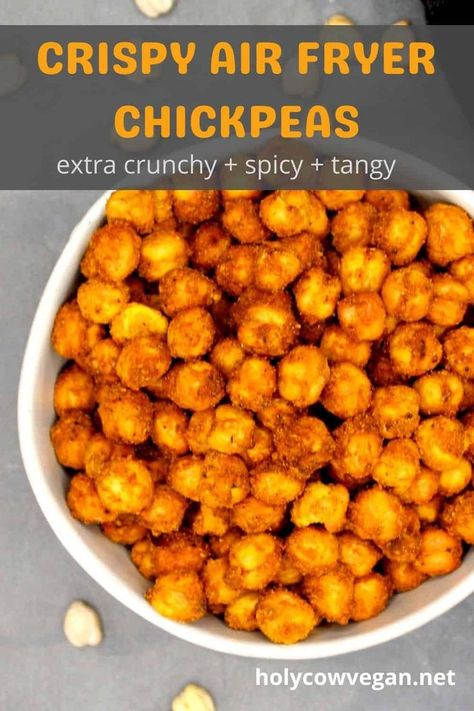 Crispy Air Fryer Chickpeas, Air Fryer Chickpeas, Chickpea And Potato Curry, Perfect Snacks, Best Hummus Recipe, High Fiber Snacks, Crunchy Chickpeas, Vegan Snack Recipes, Chick Peas