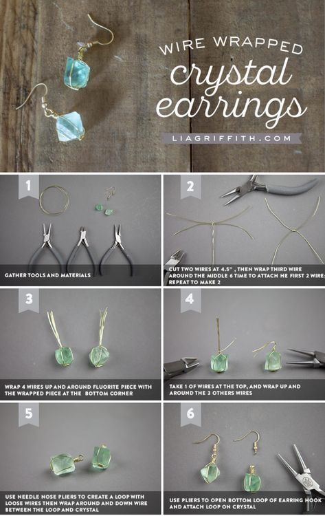 Tutorial for making wire wrapped crystal earrings Crystal Earrings Diy, Crystal Jewelry Diy, Jewelry By Brand, Crystal Diy, Cristian Dior, Wire Diy, Wire Wrapping Diy, Wire Wrapped Crystal, Easy Jewelry