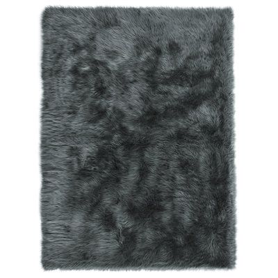 Faux Fur Area Rug, Living Room Playroom, Cozy Rugs, Plush Sofa, Faux Fur Rug, Contemporary Room, Fluffy Rug, Dark Gray Area Rug, Shag Area Rug