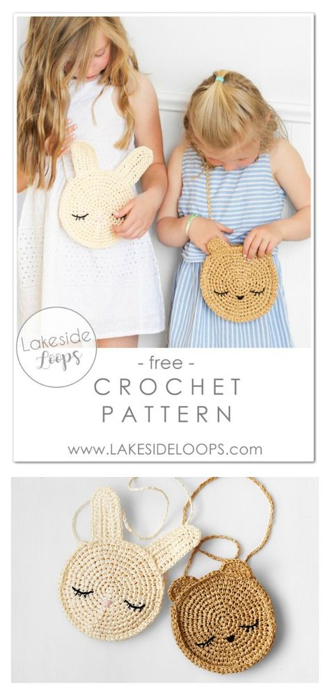 Kids Bunny and Bear Cross Body Bag Free Crochet Pattern Amigurumi Patterns, Cross Body Bag Pattern Free, Bear Purse, Bag Free Crochet Pattern, Diy Tricotin, Cross Body Bag Pattern, Raffia Crochet, Kids Crochet Pattern, Crochet Patron