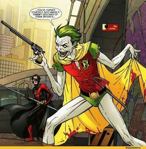 Joker as Robin talking to Tim Drake, Red Robin Tim Drake Joker, Joker Cartoon, Robin Joker, Batman Merchandise, Der Joker, Joker Comic, Arte Nerd, Joker Dc, Dc Comics Heroes