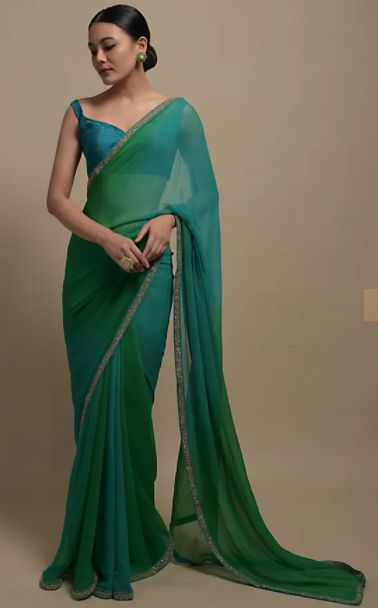 Saree Closet, Plain Sari, Plain Chiffon Saree, Shiffon Saree, Pure Chiffon Sarees, Simple Saree Designs, Sarees For Girls, Saree Sale, Kalki Fashion