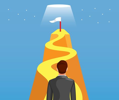 Business man walk or climbing hill to reach goal with flag symbol for success. business development leadership management concept in cartoon illustration vector Success Cartoon Images, Path To Success Illustration, Persistence Illustration, Success Illustration Art, Leadership Poster Design, Leadership Illustration Art, Boundaries Illustration, Symbol For Success, Leadership Illustration