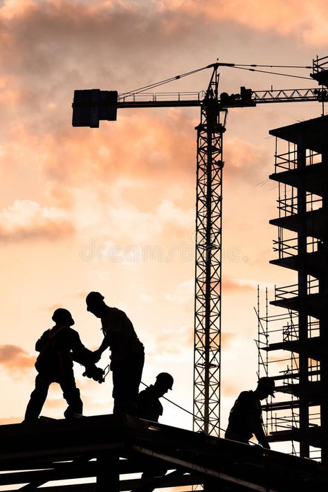 Construction worker. Silhouette of construction worker at sunset , #affiliate, #worker, #Construction, #Silhouette, #sunset, #construction #ad Construction Work Aesthetic, Construction Images Building, Construction Management Aesthetic, Construction Worker Aesthetic, Builder Aesthetic, Construction Artwork, Construction Silhouette, Construction Site Photography, Construction Ads