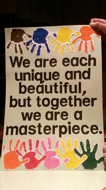 We are each unique and beautiful, but together we are a masterpiece. Masterpiece Bulletin Board Ideas, We Are Unique Bulletin Board, You Are Gods Masterpiece Bulletin Board, All Together Now Decorations, Better Together Theme For School, Diversity Posters For Classroom, God's Masterpiece Decorations, We Are Gods Masterpiece Bulletin Board, We Are God's Masterpiece