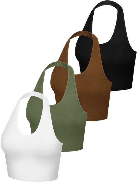 PRICES MAY VARY. Unique Design: this women's crop top has a V shaped neckline, which is a flattering choice and the halterneck design adds an unexpected, yet stylish, twist to the otherwise classic crop tops; It shows your unique personal charm and produces a fitted visual effect; The cami tank tops goes well with any body shape and looks just good on you whenever you decide to wear it What You Will Get: there are 4 packs halter v neck tops with 4 different colors, casual and fashionable, tunic Tie Back Crop Top, V Neck Vest, V Neck Crop Top, Womens Halter Tops, Backless Crop Top, Trendy Outfits For Teens, Backless Top, Women Halter, Halter Tops