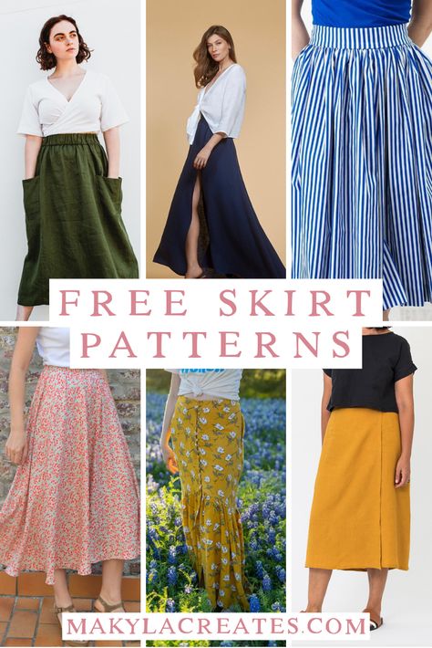 10+ Free Skirt Sewing Patterns - Makyla Creates Skirt Sewing Pattern Free, Skirt Sewing Patterns, Free Skirt Pattern, A Line Skirt Pattern, Sewing Patterns Skirt, Skirt Pattern Free, Midi Skirt Pattern, Start Sewing, Sewing Projects Clothes