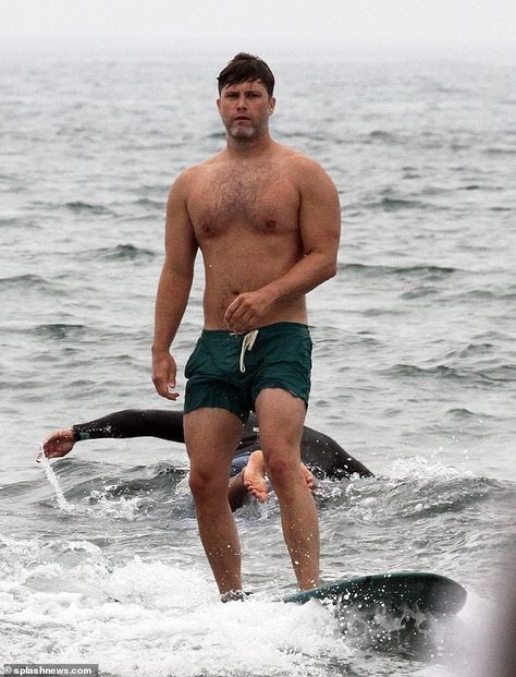 Surfs up: Saturday Night Live star Colin Jost was spotted surfing with a friend in the ups... Colin Jost, Weekend Update, 38th Birthday, Turned Art, Wet Suit, Australian Actors, Long Island New York, Night Live, Attractive Guys