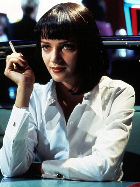 Mystique Jennifer Lawrence, Pulp Fiction Costume, Uma Thurman Pulp Fiction, Movie Character Outfits, Pulp Fiction 1994, Hair Movie, Iconic Movie Characters, Movie Character Costumes, Quentin Tarantino Movies