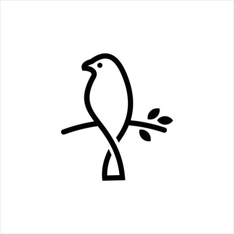 Bird Logo Inspiration, Simple Bird Drawing, Bird Line Drawing, Animal Logo Design, Nest Logo, Bird Doodle, Pictogram Design, Bird Vector, Modern Line Art