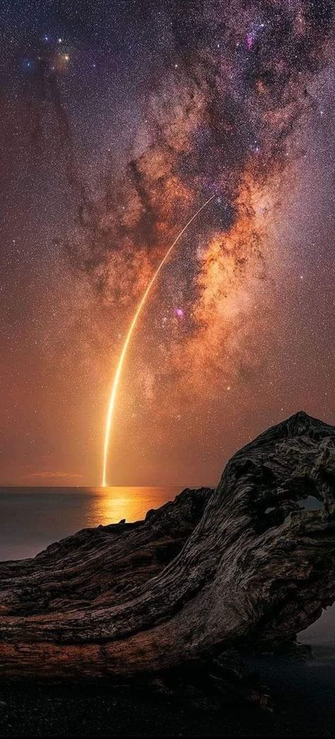 Rho Ophiuchi Cloud Complex (upper left)and a Rocket launched in front of the Milkyway Galaxy above Sea cropped mobile wallpaper 1080x2400 Nature, Milky Way, Milkyway Galaxy, Waterfall Wallpaper, Galaxy Wallpaper Iphone, Rocket Launch, Aesthetic Space, Space Rocket, Milky Way Galaxy