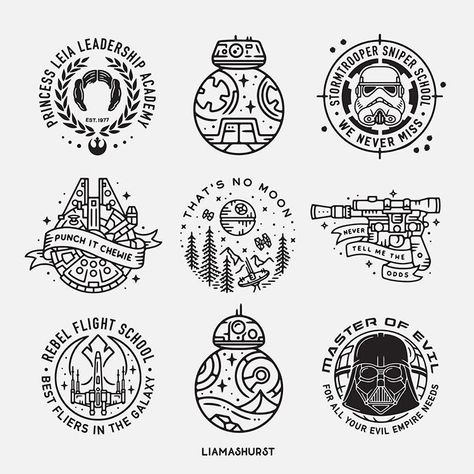 Star Wars Tattoo Geometric, Stormtrooper Tattoo Design, Star Wars Black And White Tattoo, Star Wars Hand Embroidery, Star Wars Sibling Tattoos, Star Wars Tattoo Simple, Simple Star Wars Drawings, Star Wars Diy Decorations, Star Wars Embroidery Patterns