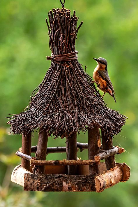 Homemade Bird Houses, Bird Houses Ideas Diy, Bird House Feeder, Wooden Bird Houses, Diy Bird Feeder, Bird Houses Diy, Diy Birds, Fairy Garden Diy, Rustic Garden Decor