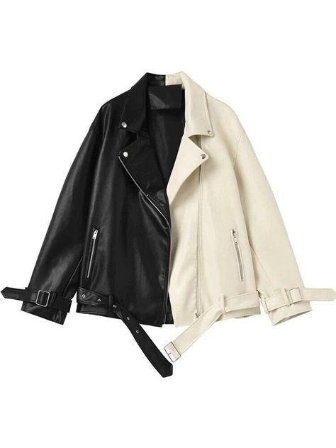 Women Bike, Faux Leather Jacket Women, Autumn Outwear, Leather Jacket Women, White Leather Jacket, Faux Leather Coat, Pu Leather Jacket, Belted Jacket, Oversized Jacket