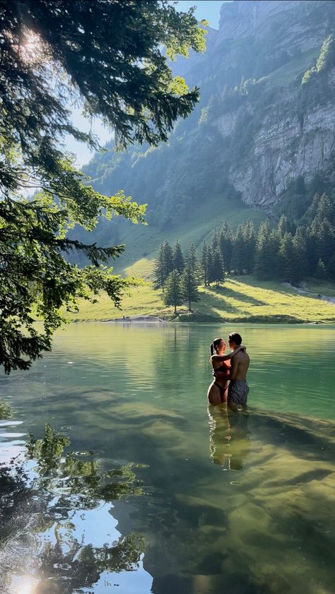 Couple in mountain lake in the swiss alps/mountains Shotting Photo, Summer Dream, Future Life, Nature Aesthetic, Couple Aesthetic, Cute Couple Pictures, Life Goals, Travel Aesthetic, Couple Pictures