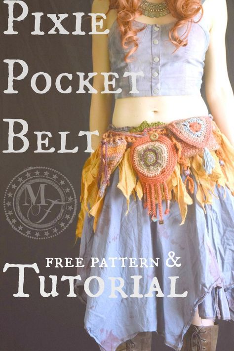 Pixie Belt, Berets Pattern, Yarn Tutorials, Fringe Tshirt, Crochet Belt, Clothes Tutorial, Fest Outfits, Crochet Fairy, Hippie Crochet