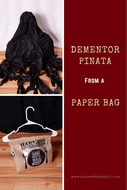 Harry Potter Dementor Paper Bag Pinata - Housewife Eclectic Dementor Pinata Diy, How To Make A Dementor, Dementor Pinata, Diy Birthday Games, Paper Bag Pinata, Make A Pinata, Harry Potter Dementors, How To Make A Piñata, Harry Potter Party Games