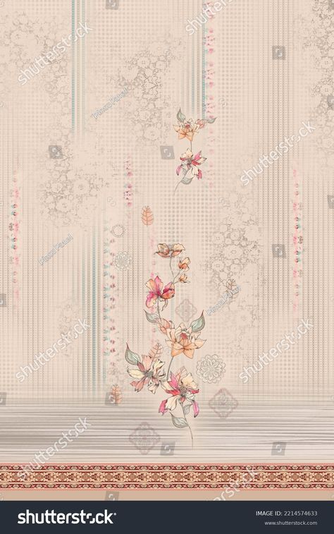 Kurti Pattern Design Digital Printing Stock Illustration 2214574633 | Shutterstock Kurti Designs Latest Pattern, Digital Print Textiles, Kurti Pattern, Flower Png Images, Print Design Art, Kurti Patterns, Flower Art Drawing, Kurti Designs Latest, Print Layout