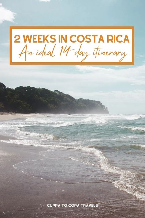 2 weeks in Costa Rica itinerary pin - an ideal 14-day itinerary Costa Rica, Costa Rice, Costa Rica Backpacking, Country To Travel, Travel With Family, Costa Rica Itinerary, Costa Rica Travel Guide, Costa Rica Beaches, Speak Spanish