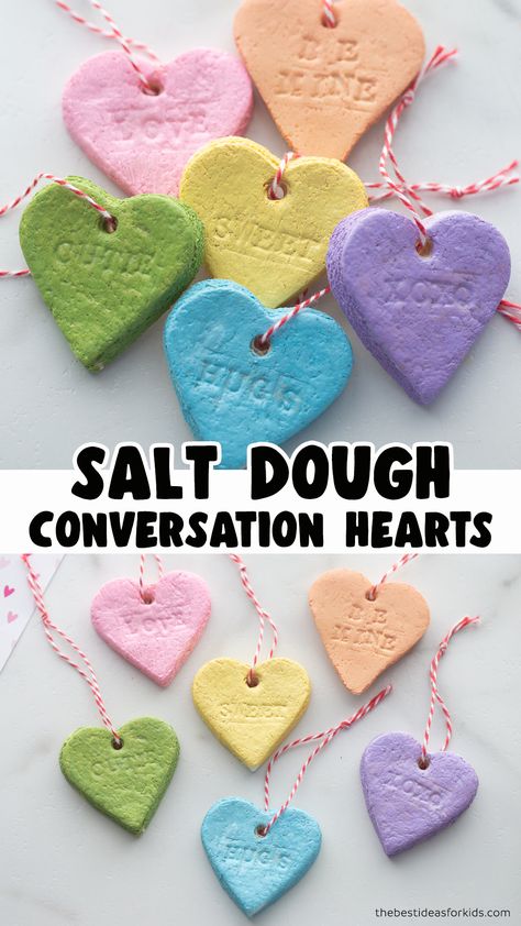 Salt Dough Hearts, Valentines Art For Kids, Valentijnsdag Diy, Valentine Art Projects, February Crafts, Easy Valentine Crafts, Diy Valentine's Day Decorations, Valentine's Day Crafts For Kids, Hearts Valentines