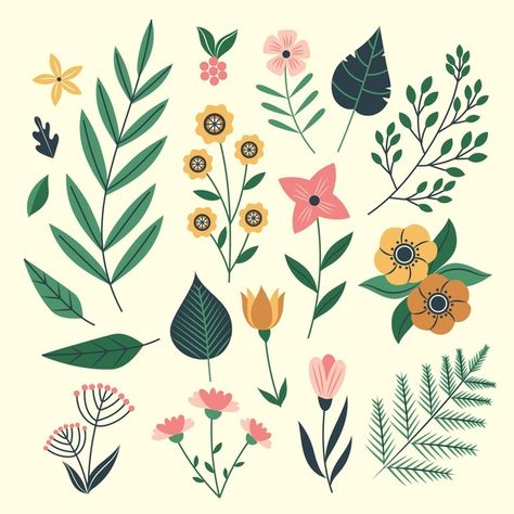 Organic flat design flowers collection | Free Vector #Freepik #freevector #flower #floral #nature #leaf Nature, Flower Flat Design, Mexican Pattern, Lion King Drawings, Flower Flat, Flower Graphic Design, Procreate Ipad Art, 타이포그래피 포스터 디자인, Stencil Printing