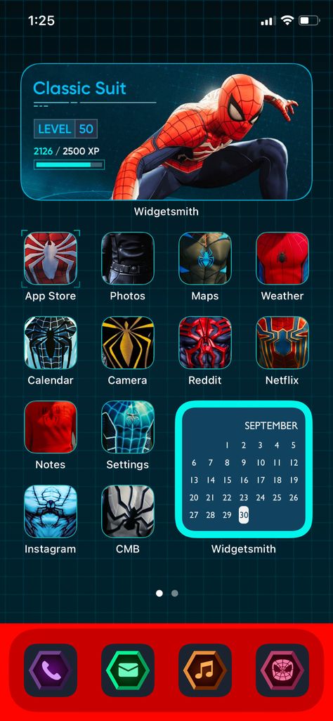 iOS 36 Icons | Spider-Man iPhone IOS14 App Icons Pack | Aesthetic Personalized Home Screen Iphone Home Screen Layout Men, Spider Man Layout, Spider Man Homescreen, Iphone Customization Ideas, Phone Layout Aesthetic, Spiderman Ps4 Wallpaper, Spiderman App, Spider Man 2 Game, Marvel App