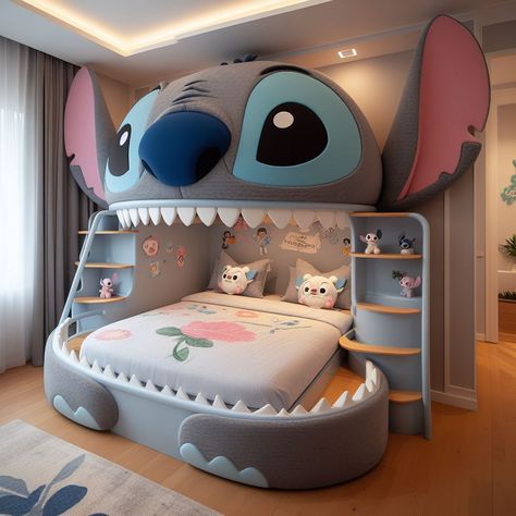 Stitch to bedroom Stitch Disney Bedroom Ideas, Stitch Stuff Disney, Lilo And Stitch Bedroom, Stitch Furniture, Lilo And Stitch Room, Stitch Rooms, Stitch Bedroom Ideas, Stitch Bedroom, Stitch Bed