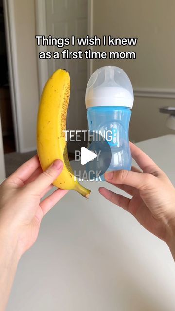 Nataliia | Motherhood | Lifestyle on Instagram: "Teething baby hack 💛🍌 easy to made for mom and relieving & tasty for the baby #teethingbaby #teethinghacks #babyteethers #momhacks #momtips #momtipsandtricks #firsttimemom #sahm #momlife #fyp" Best Teething Hacks, Diy Teething Remedies, Teething Pain Relief Baby, Infant Must Haves Newborns, Teething Baby Hacks, Breast Milk Popsicles For Teething, Teething Hacks For Infants, Baby Hacks New Moms Tips, 7month Old Baby Food