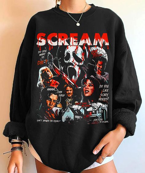 Scream Movie Sweater, Granpa Gifts, Stu Macher Outfit, Ghostface Clothes, What To Wear When U Have Nothing To Wear, Scream Merch, Ghostface Billy Loomis, Horror Sweater, Billy Loomis Stu Macher