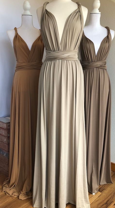 Nude Bridesmaid Dress, Bridemaid Dress Styles, Beige Wedding Dress Champagne, Mocha Wedding Dress, Sand Bridesmaid Dress, Khaki Bridesmaid Dresses, Mocha Bridesmaids Dresses, Dark Brown Bridesmaid Dresses, Beige Bridesmaids Dresses