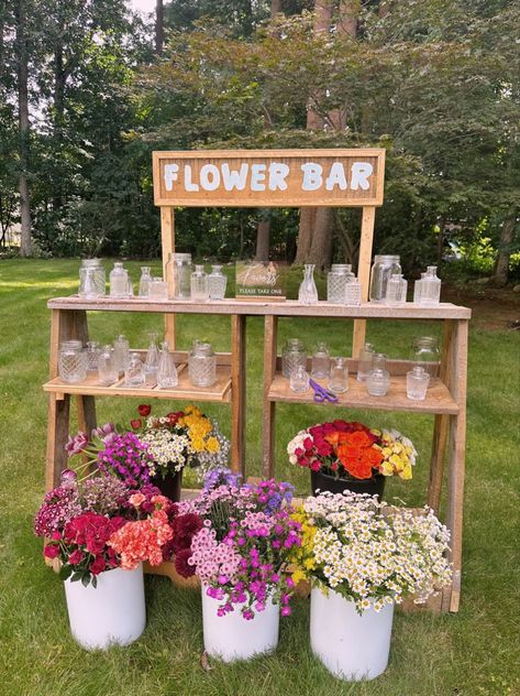 Wildflower Wedding Theme, Wedding Theme Ideas, Grad Party Decorations, Flower Bar, Flower Party, Future Wedding Plans, Wedding Vibes, Wildflower Wedding, Flower Stands