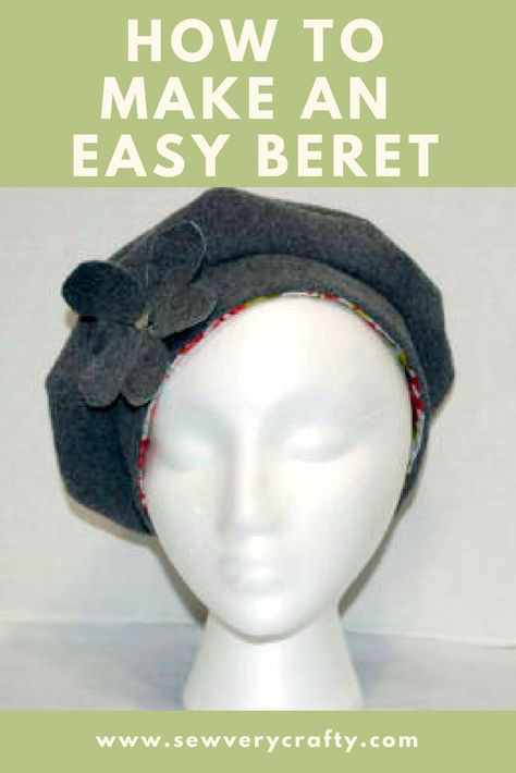 How to make this simple but cute lined beret, This is a really cute hat to make for any time of the year. #hat #sewingtutorial #sewingpattern #sewingproject Couture, How To Make Hats For Women, Sewn Clothes, Sewing Classes For Beginners, Making Hats, Diner Party, Hat Sewing, Beret Pattern, Sewing Hats