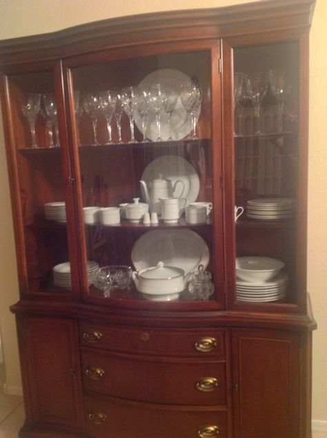 Duncan Phyfe China Cabinet Duncan Phyfe China Cabinet, China Cabinet Painted, Duncan Phyfe Table, China Cabinet Decor, Vintage China Cabinets, Painted China Cabinets, Shabby Chic Dining Room, China Closet, Hutch Makeover