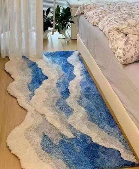 Fluffy Wave Rug Bedroom Bed Rug, Washable Rug, Children's Room Non-Slip Plush Rug,Modern Rug Soft and thick: The bathroom carpet is made of high-quality fluffy flocked microfiber, breathable and odor-free, and the surf design is so soft and skin friendly that you will feel as if you are stepping on a comfortable cloud, and your body will feel completely relaxed Ocean Themed House, Ocean Room Aesthetic, Ocean Aesthetic Room, Wave Rug, Ocean Room Decor, Organizator Grafic, Beach Room Decor, Ocean Room, Beachy Room