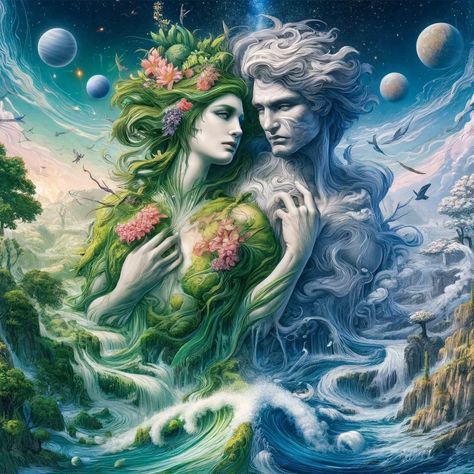 Unraveling The Epic Tale: Gaia and Pontus Creation Mythology Poetry, Gaia Goddess, Poetry Photos, Avatar Films, Creation Story, Greek Mythology Art, Female Pictures, Mythology Art, Goddess Art