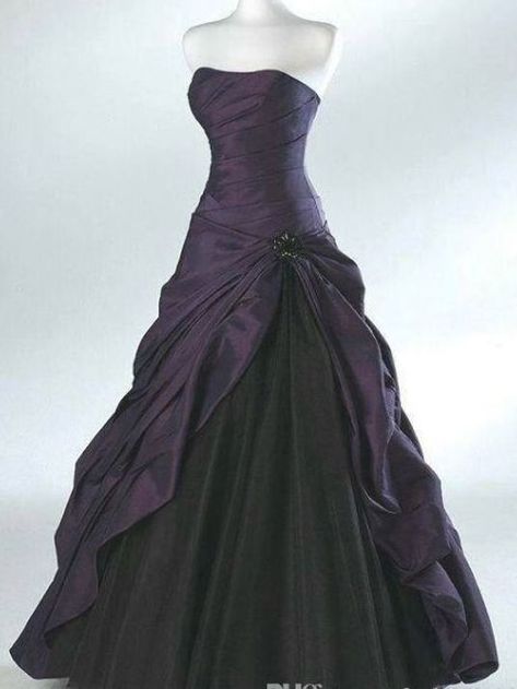 Black And Dark Purple Sleeveless Pleated Ball Gown Wedding Dress with Cascade Skirt Sweetheart Neckline Floor Length Corset Bridal Dress Sleeveless Wedding Dress Vintage Wedding Dress Ball Gown Wedding Dress Online with $156.14/Piece on Fuchisabridal's Store | Ball Gown Wedding, Haute Couture, Pleated Ball Gown, Cascade Skirt, Purple Ball Gown, Dark Purple Dresses, Purple Wedding Dress, Black Ball Gown, Purple Gowns