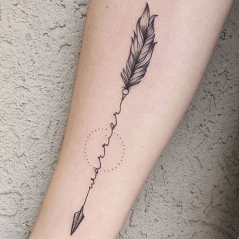 Warrior Tattoo - Simple Arrow Tattoo #arrow #tattoos #tattooideas #tattoosforwomen #tattoodesigns  #arrowtattoos Feather Tattoo Arm, Apocalypse Tattoo, Meaning Of Arrow Tattoo, Arrow Tattoos For Women, Arrow Tattoo Design, Unalome Tattoo, Arrow Tattoo, Cool Small Tattoos, Home Tattoo