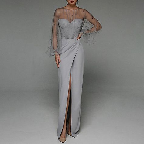 Gray Formal Dress, Cheap Party Dresses, Dress Women Elegant, Long White Dress, White Dress Party, Formal Dresses For Women, Necklines For Dresses, Formal Dresses Prom, Maxi Dress Party