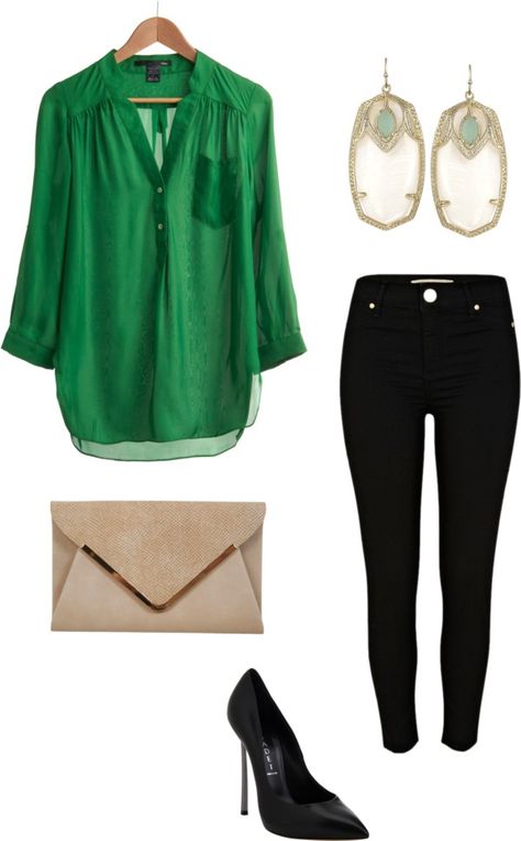 Отличный комплект для повседневки Green Blouse Outfit Ideas, Potluck Outfit, Green Blouse Outfit Work, Bright Green Shirt Outfit, Green And Gold Outfit Ideas, Bright Green Top Outfit, Top Verde Outfit, Green Top And Jeans Outfit, Green Shirt Outfit Ideas