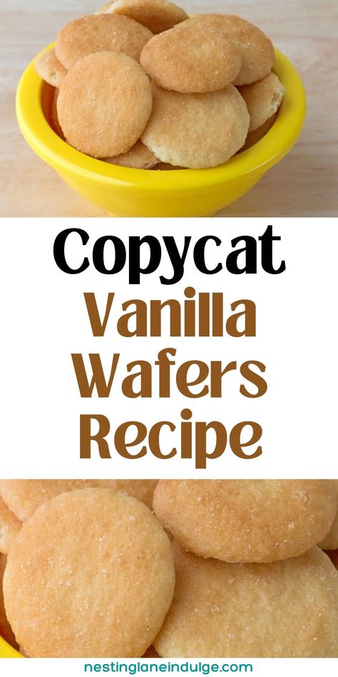 Copycat Vanilla Wafers Recipe. The familiar taste of a favorite dessert cookie made right at home in just 30 minutes. Vanilla Wafers Recipe, Nilla Wafer Recipes, Wafer Cookie Recipe, Vanilla Wafer Recipe, Wafers Recipe, Bunuelos Recipe, Vanilla Wafer, Wafer Cookies, Favorite Dessert Recipes