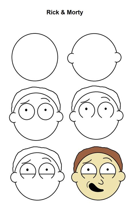 Morty step-by-step tutorial. Drawings With Meaning, Rick And Morty Drawing, Simpsons Drawings, Drawings For Boyfriend, Arte Doodle, Trippy Drawings, Drawing Tutorials For Beginners, Easy Drawing Tutorial, Trippy Painting