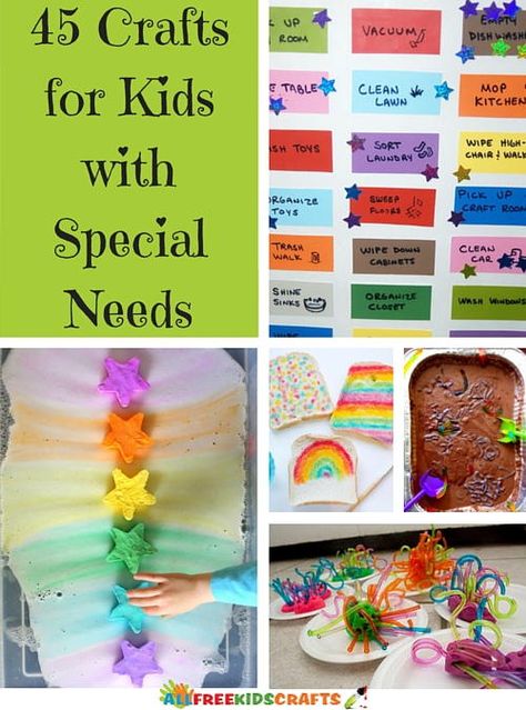 Kids are kids, no matter where you're from, what your name is, or whether you have special needs or not. Kids work on their own time, which is why this list of 45 Crafts for Kids with Special Needs is perfect. Ornament Makeover, Special Needs Art, Christmas Budget, Arts And Crafts For Adults, Arts And Crafts For Teens, Art Therapy Projects, Art And Craft Ideas, Special Needs Students, Art And Craft Videos