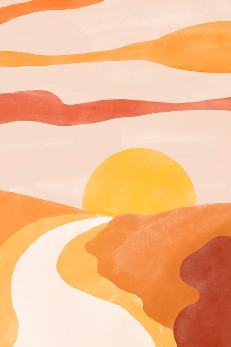 Sunset Colors Background, Sunset Painting Easy Watercolor, Abstract Sunset Art, Sunset Wallpaper Drawing, Sunset Aesthetic Drawing, Sunset Background Painting, Sunset Colors Aesthetic, Sunset Color Background, Sunset Illustration Art